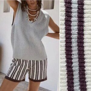 Free People (FP) Beach Shorts Women's‎ Large High-Waist Striped Knit Shorts